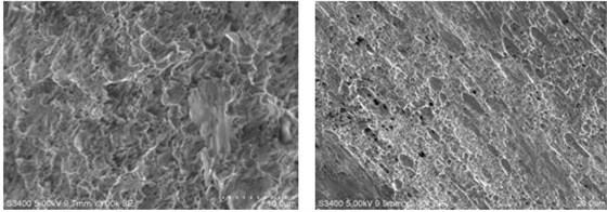 圖15-3 韌窩斷口 圖15=4 方向性明顯的韌窩