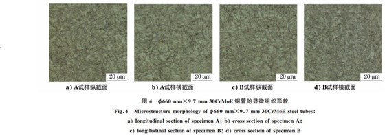 圖４ ?６６０mm×９．７mm３０CrMoE鋼管的顯微組織形貌