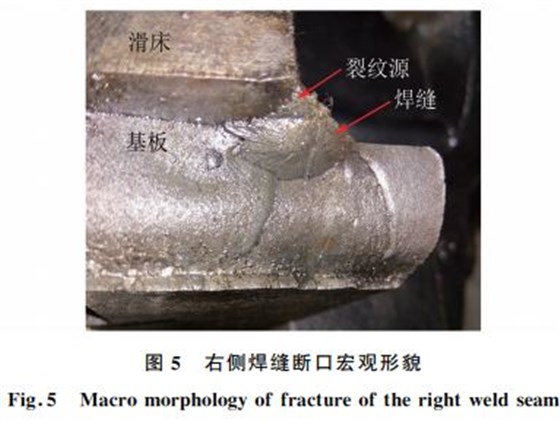 圖５ 右側(cè)焊縫斷口宏觀形貌
