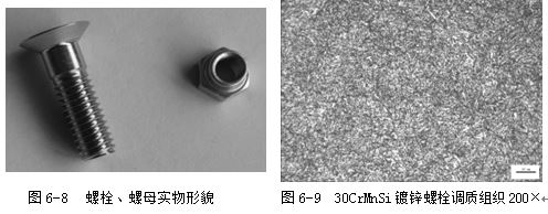 螺母實(shí)物形貌，30CrMnSi鍍鋅螺栓調(diào)質(zhì)組織200×