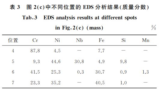 表３ 圖２ c 中不同位置的 EDS分析結(jié)果 質(zhì)量分?jǐn)?shù)